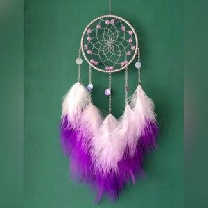 Purple and white beaded dream catcher